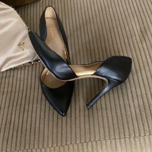 Black sexy matte faux leather high heels